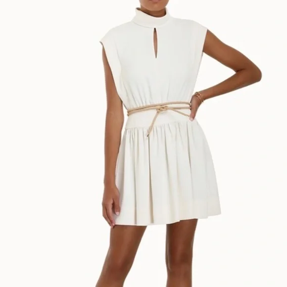 NEW NWT ZIMMERMANN Belted Twill Mini Dress - Off-White